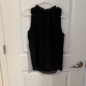 LOFT Black Sleeveless Ruffled Mock Neck Camisole